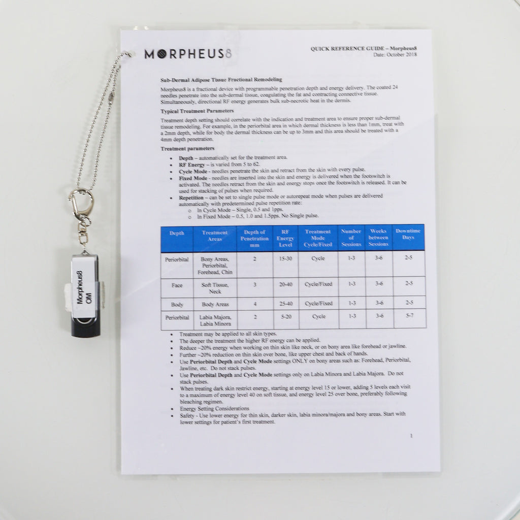2018 InMode Morpheus 8 Quick Reference Guide With Operator Manual USB