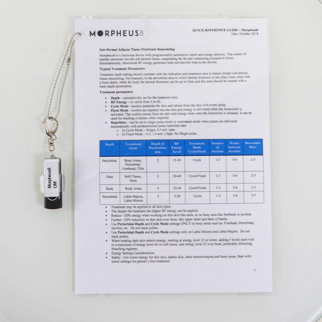 2018 InMode Morpheus 8 Quick Reference Guide With Operator Manual USB