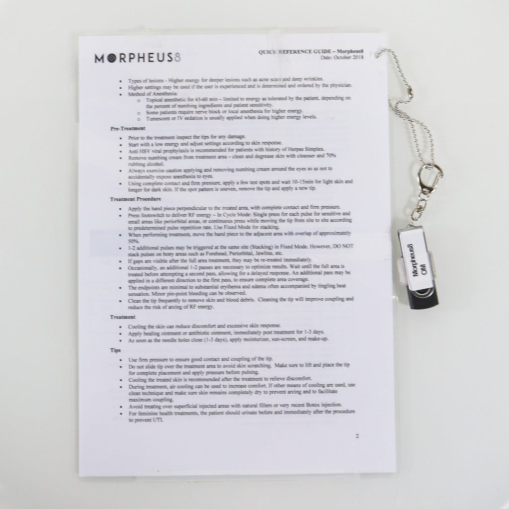 2018 InMode Morpheus 8 Quick Reference Guide With Operator Manual USB