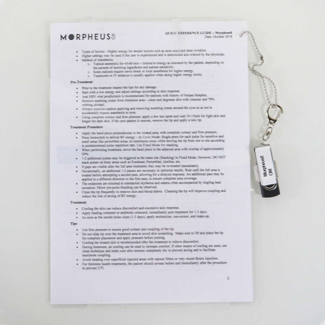 2018 InMode Morpheus 8 Quick Reference Guide With Operator Manual USB