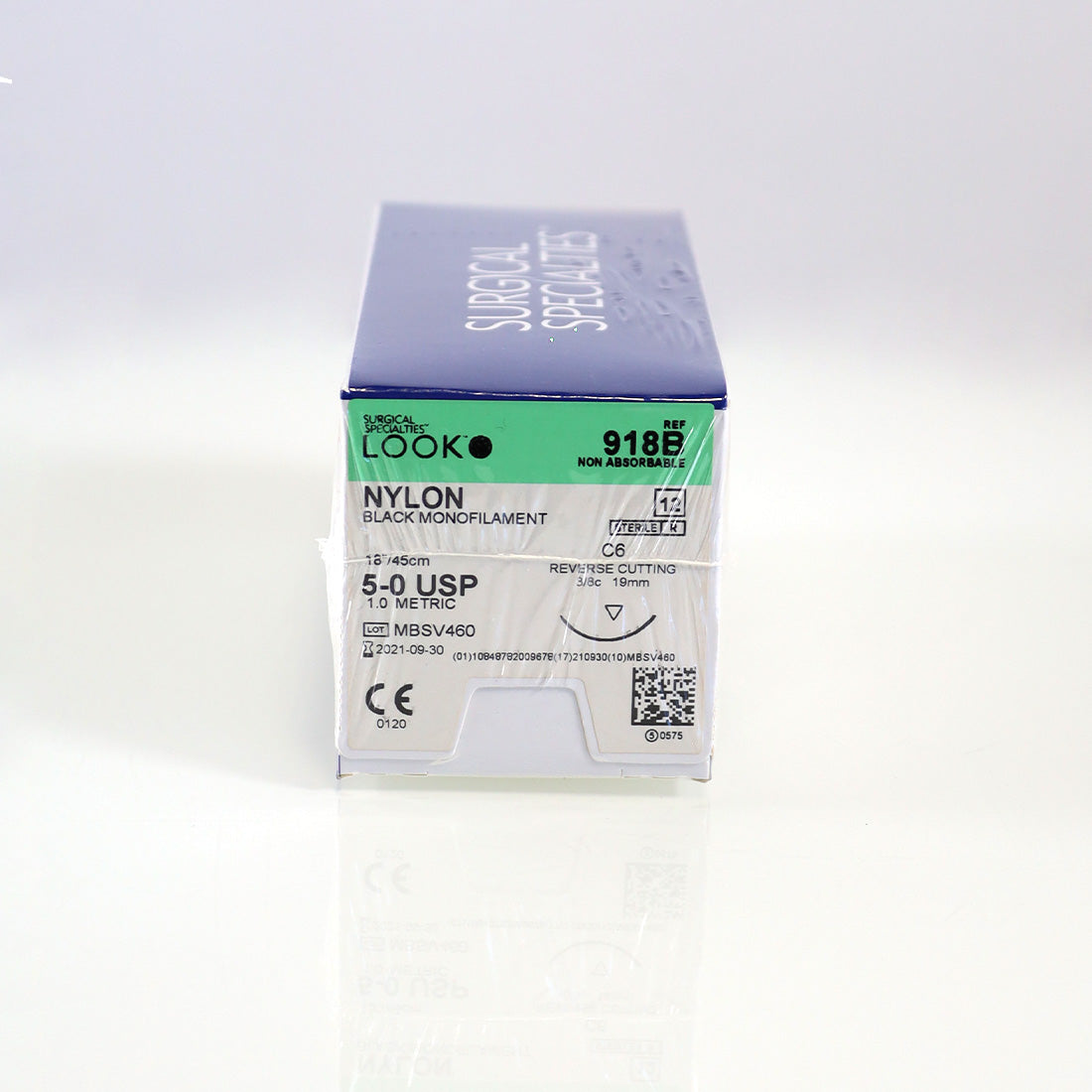 Surgical Nylon Black Monofilament Suture 5-0 USP 18"/45cm Reverse Cutting 918B