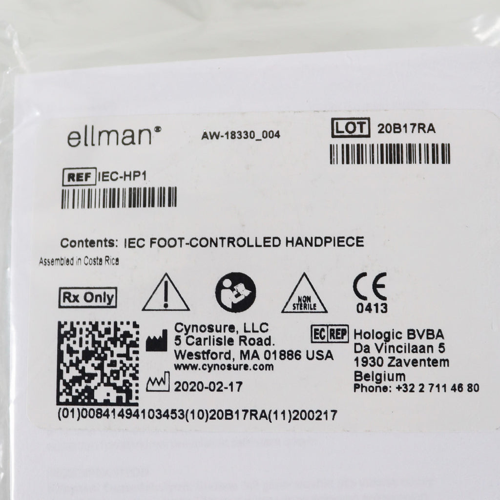 Cynosure Ellman RF Reusable IEC Foot Controlled Handpiece 1/16 3/32 IEC-HP1