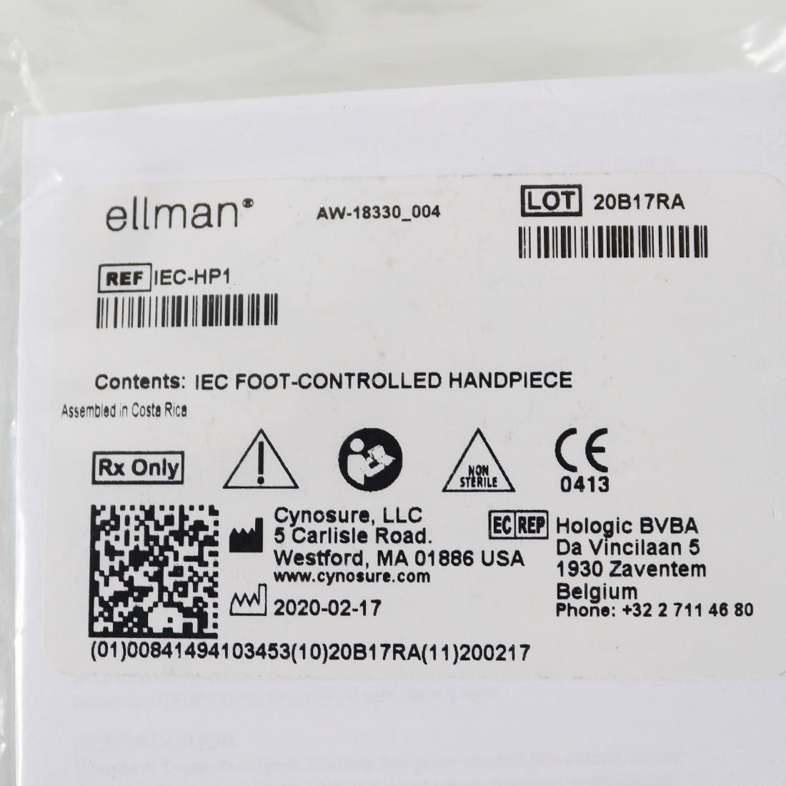 Cynosure Ellman RF Reusable IEC Foot Controlled Handpiece 1/16 3/32 IEC-HP1