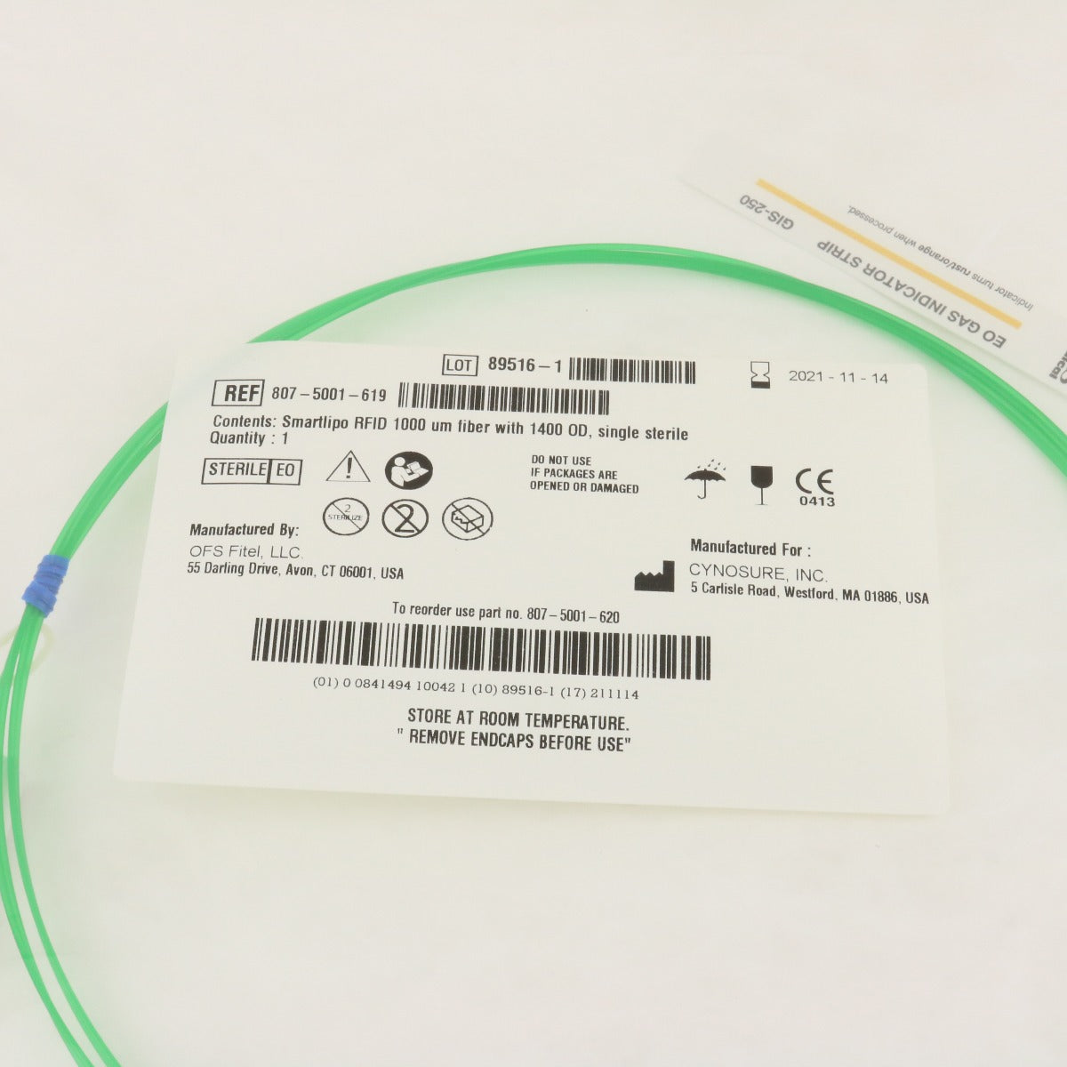 Cynosure SmartLipo Laser Fiber 807-5001-620 1000 µm Green EXP 2021-11-14