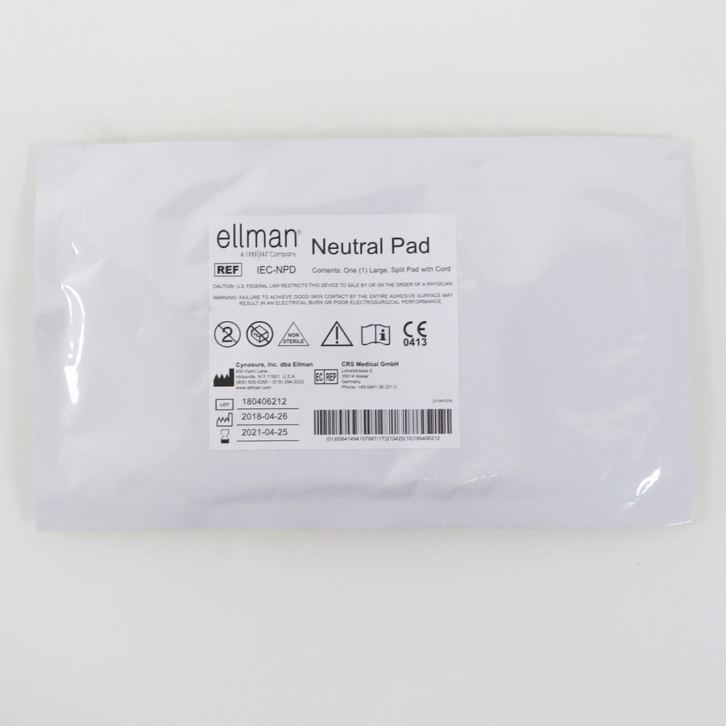 Ellman Cynosure Large Body Neutral Pad w/Cord REF IEC-NPD EXP 2021 x1 Pc