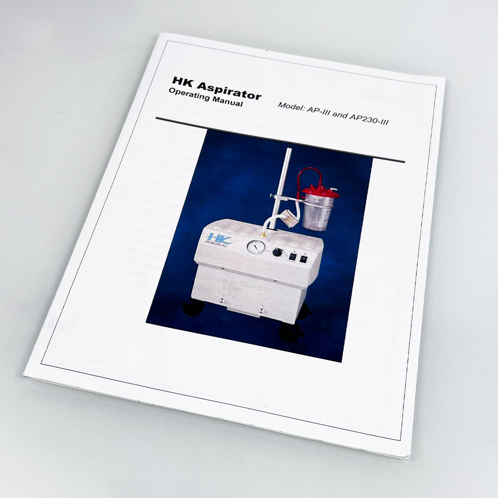 HK Surgical Aspirator Operating Manual AP-III and AP230-III