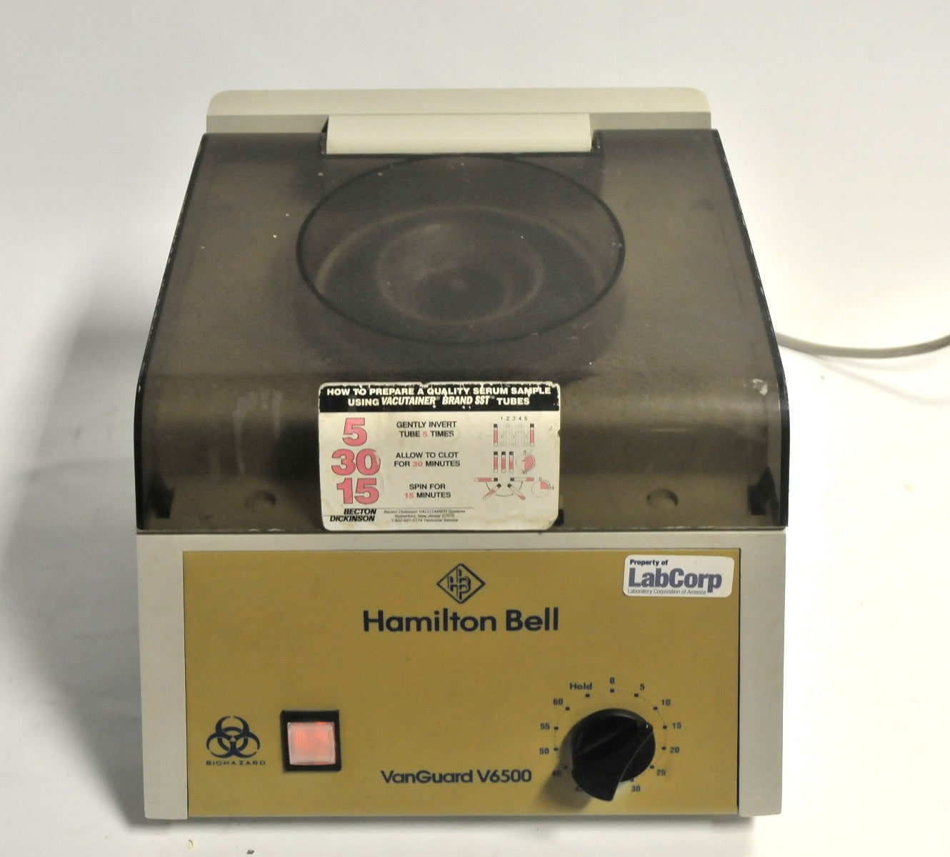 Hamilton Bell Van Guard V6500 Centrifuge Model 6000 6 Slot Rotor Van Guard Timer