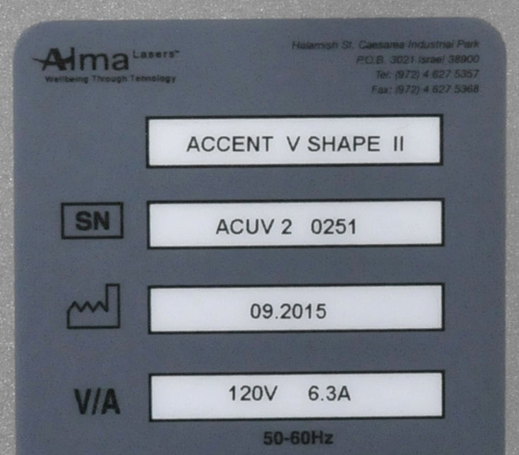 2015 Alma Accent V Shape II Laser RF Body Sculpting 4 Hand Pieces VShape