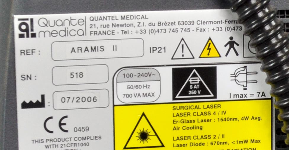 Quantel Medical Aramis II Surgical Laser System Scar & Acne Reduction - 2006