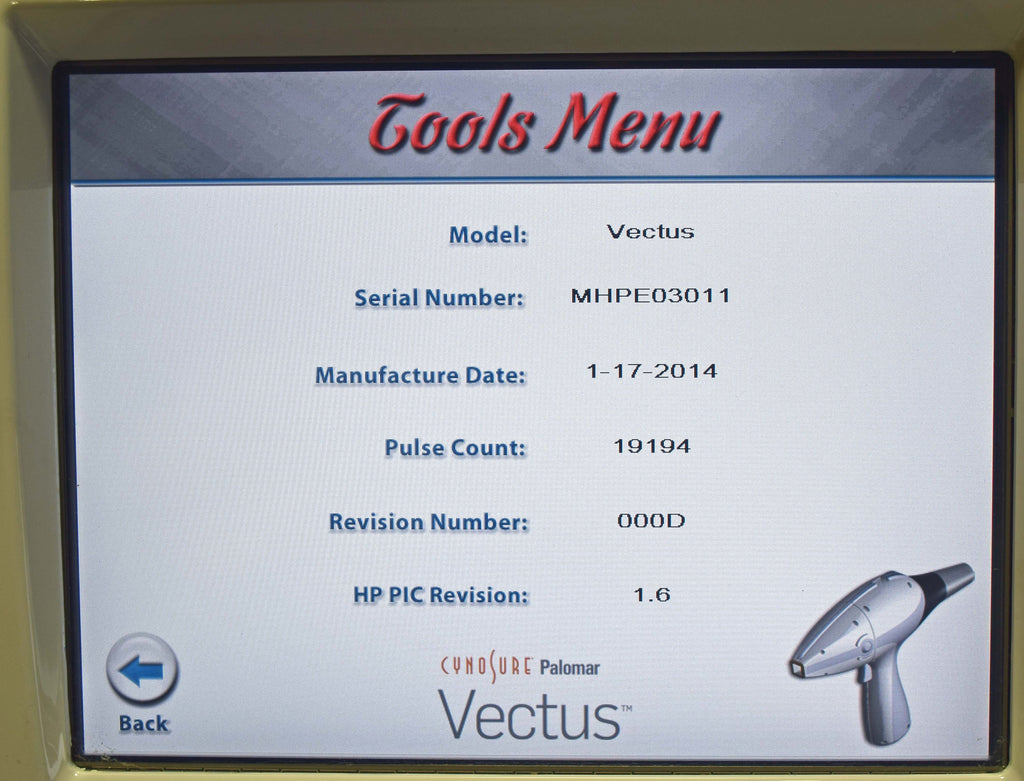 2013 Palomar Vectus Laser System 810 Diode Hair Removal - w/Skintel Cynosure HR