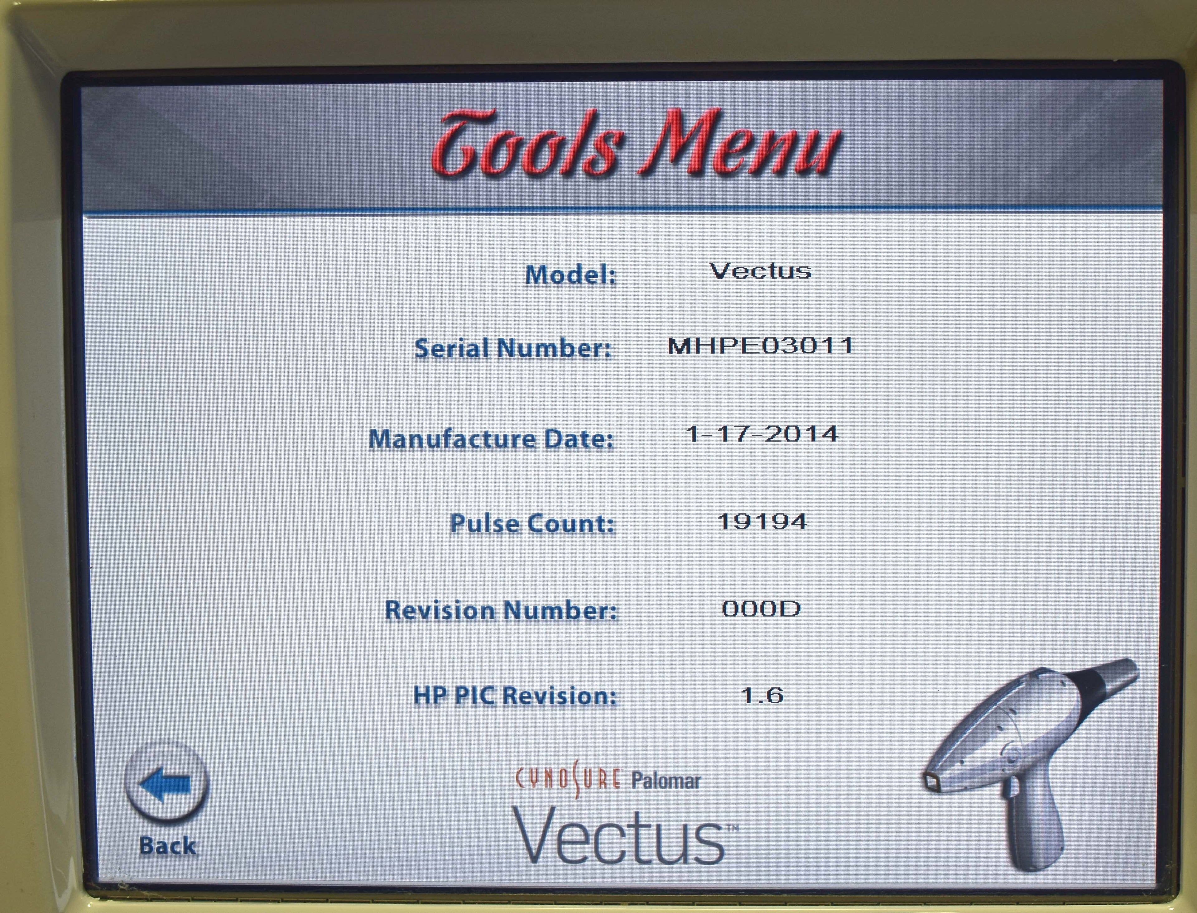 2013 Palomar Vectus Laser System 810 Diode Hair Removal - w/Skintel Cynosure HR