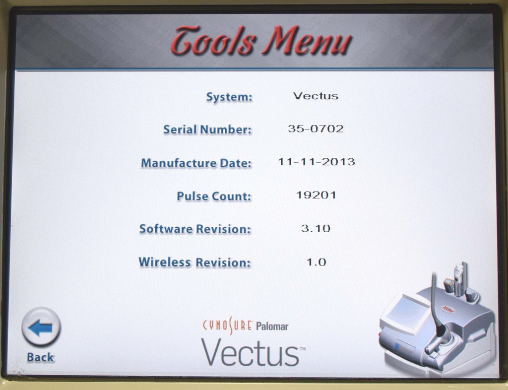 2013 Palomar Vectus Laser System 810 Diode Hair Removal - w/Skintel Cynosure HR
