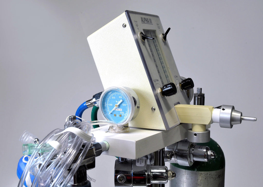 Accutron Alpha III Dental Nitrous Oxide Flowmeter 2 Tanks Mobile Stand Portable