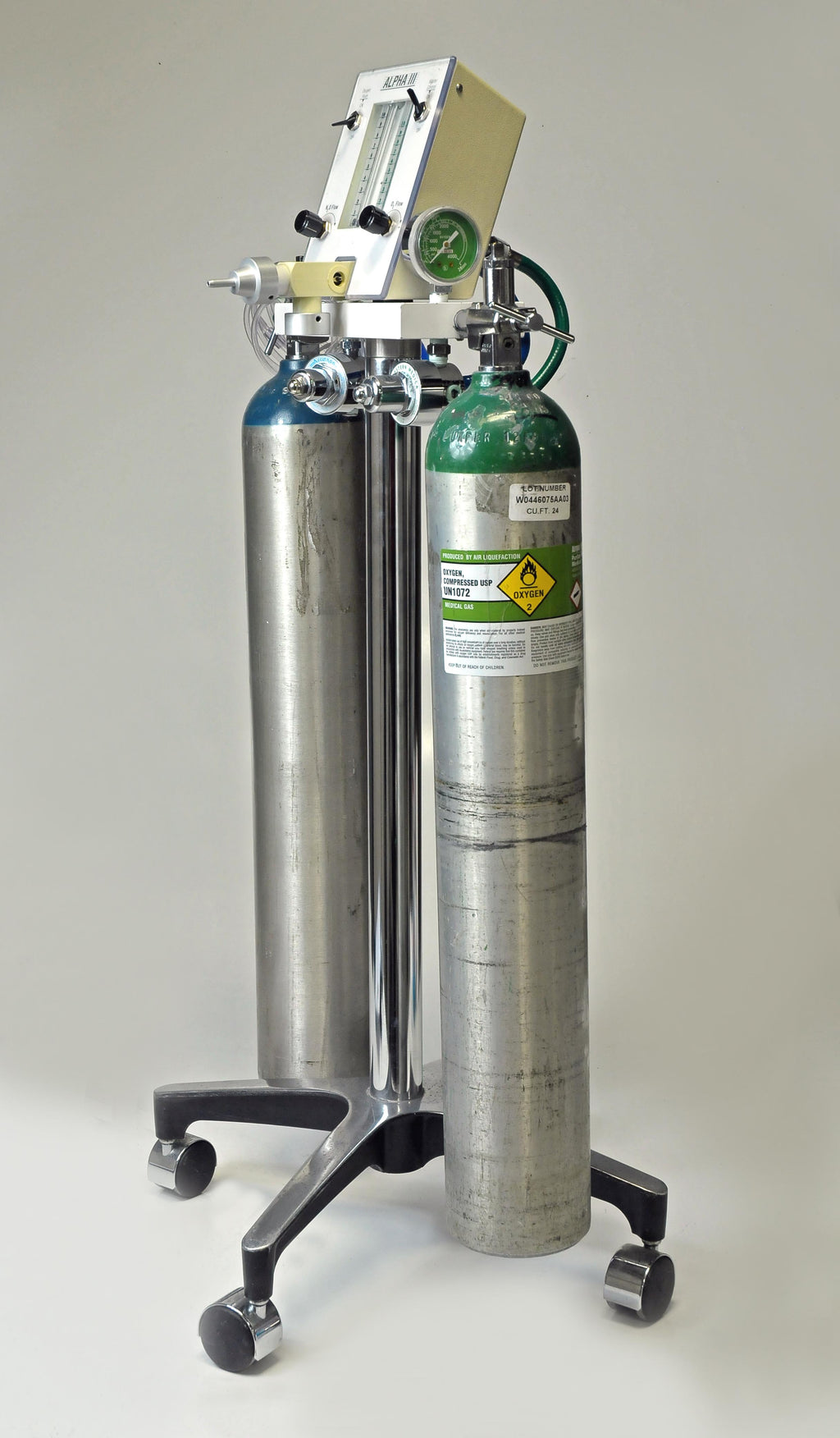 Accutron Alpha III Dental Nitrous Oxide Flowmeter 2 Tanks Mobile Stand Portable