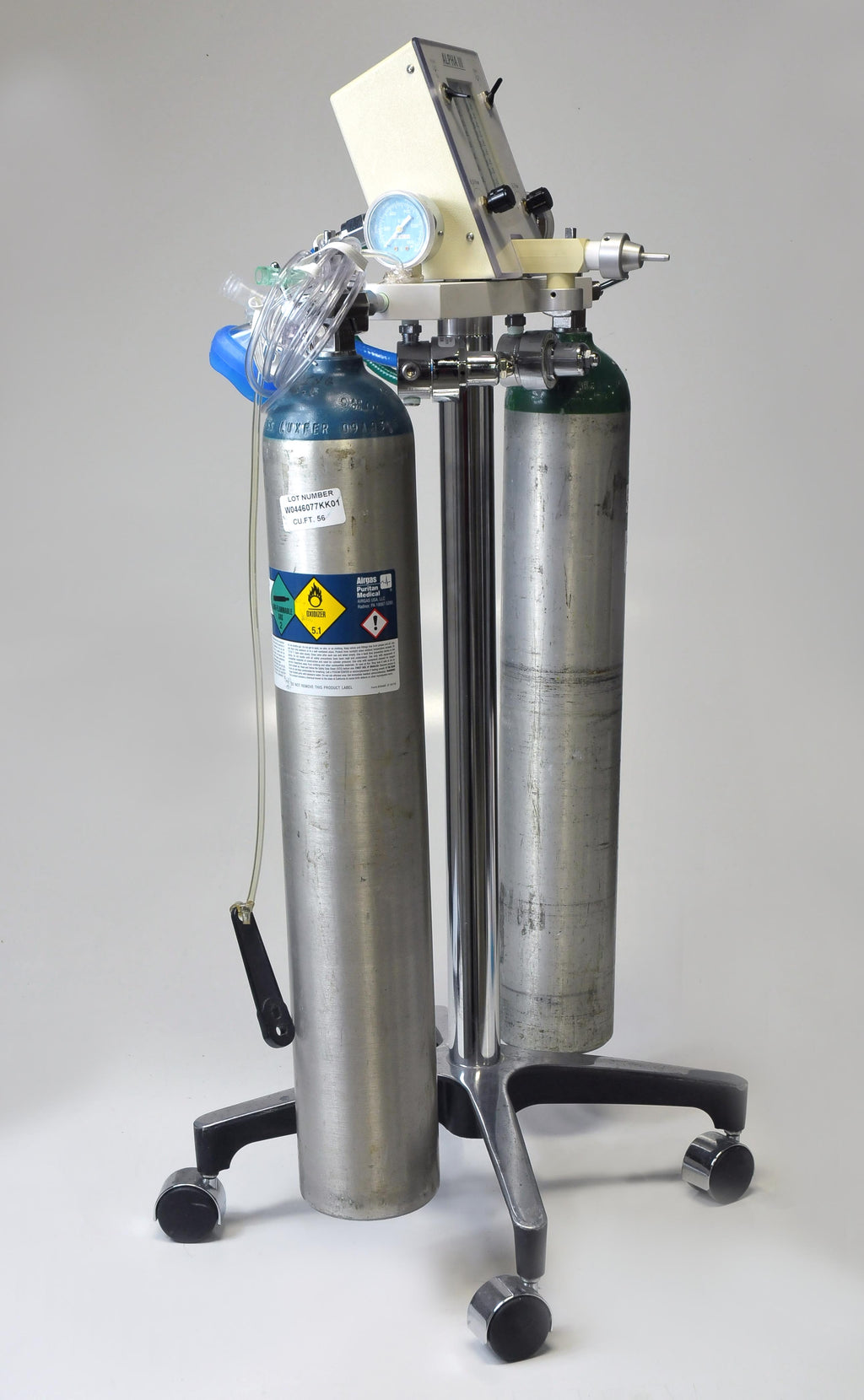 Accutron Alpha III Dental Nitrous Oxide Flowmeter 2 Tanks Mobile Stand Portable