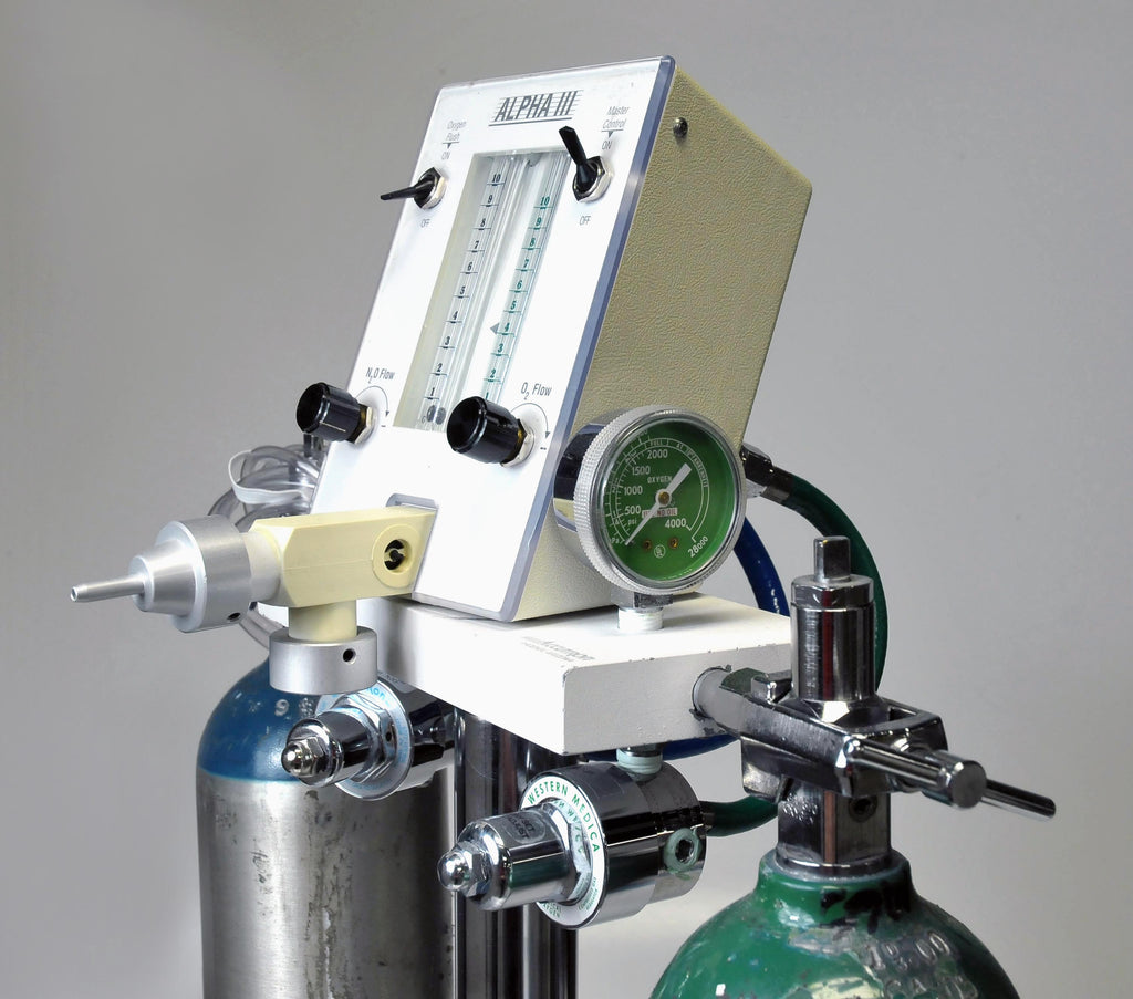 Accutron Alpha III Dental Nitrous Oxide Flowmeter 2 Tanks Mobile Stand Portable