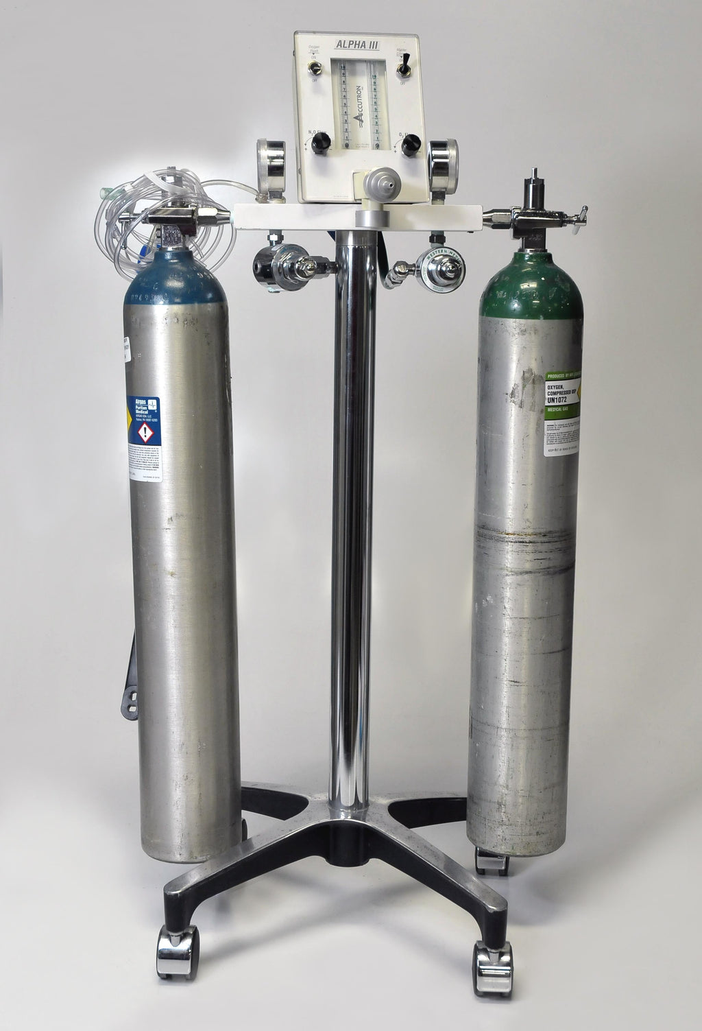 Accutron Alpha III Dental Nitrous Oxide Flowmeter 2 Tanks Mobile Stand Portable