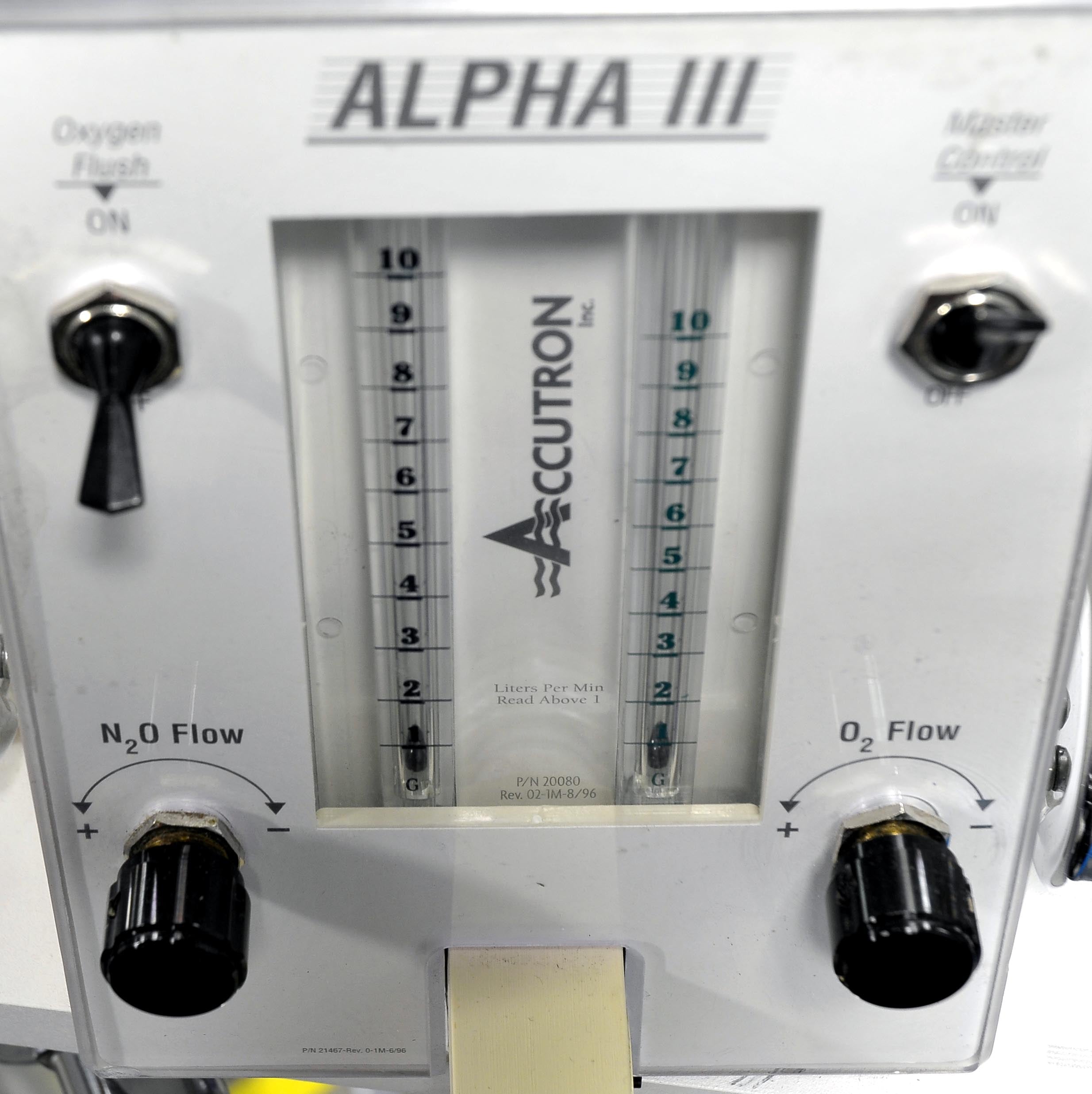 Accutron Alpha III Dental Nitrous Oxide Flowmeter 2 Tanks Mobile Stand Portable