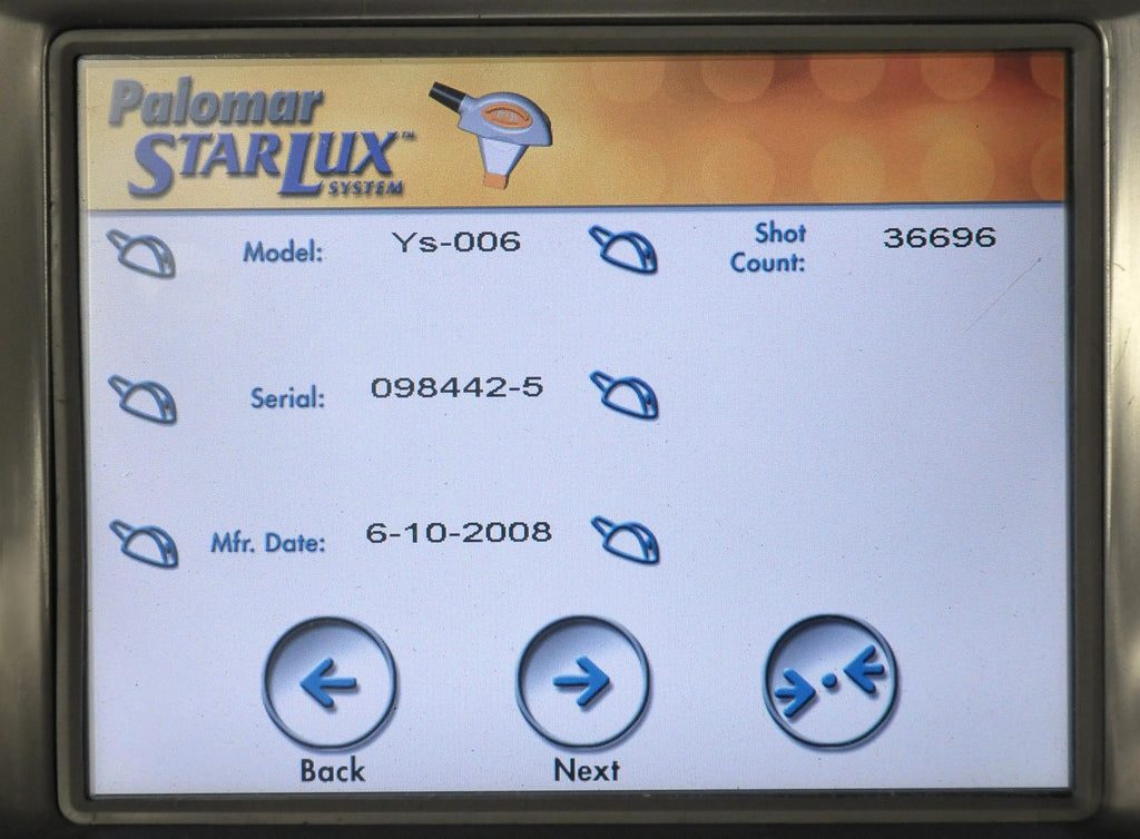 2008 Cynosure StarLux 300 500 Lux Laser System LuxYs Handpiece Palomar Ys Yellow