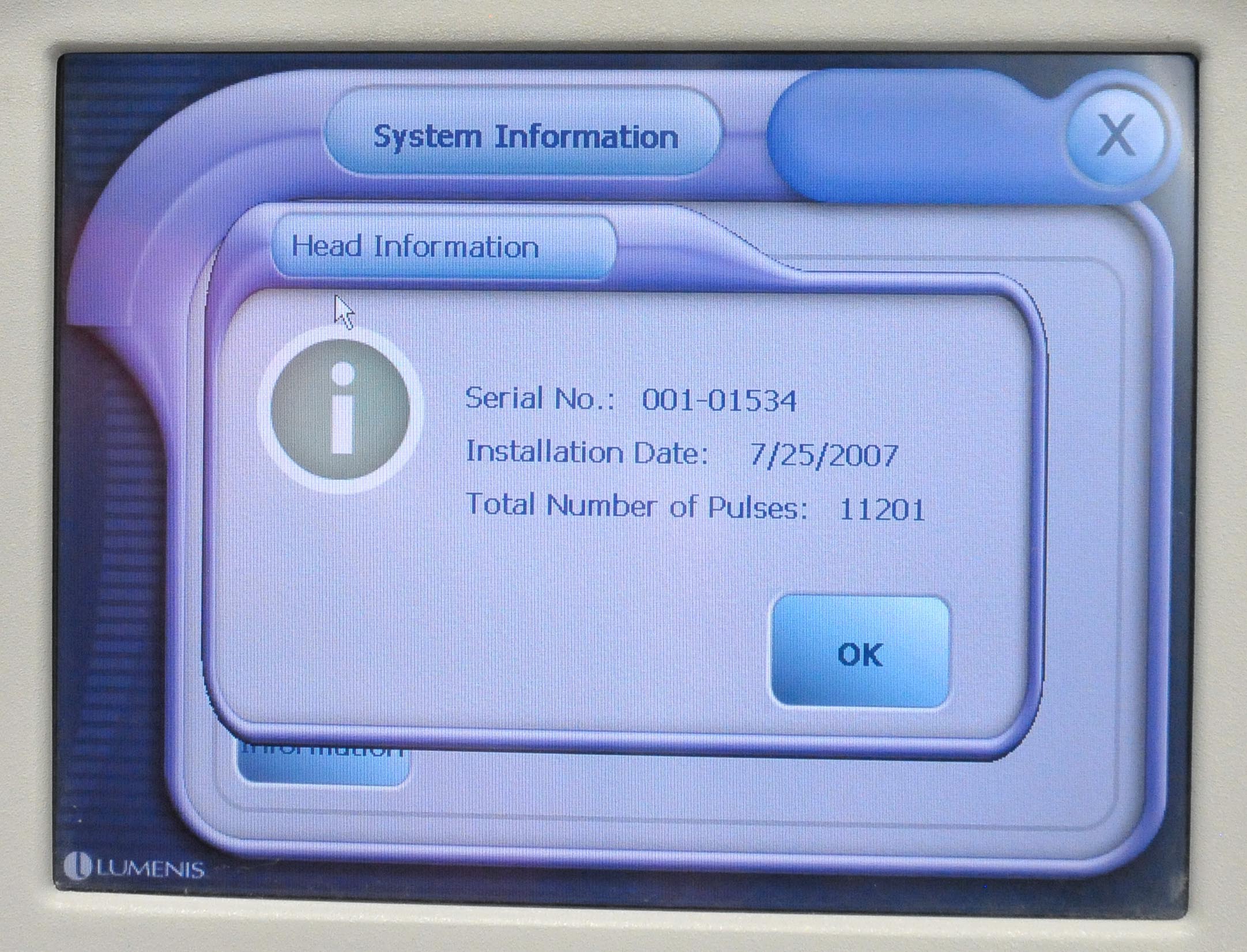 2006 Lumenis Aluma System RF Energy GA-0012100 Alluma - Skin Tightening & More