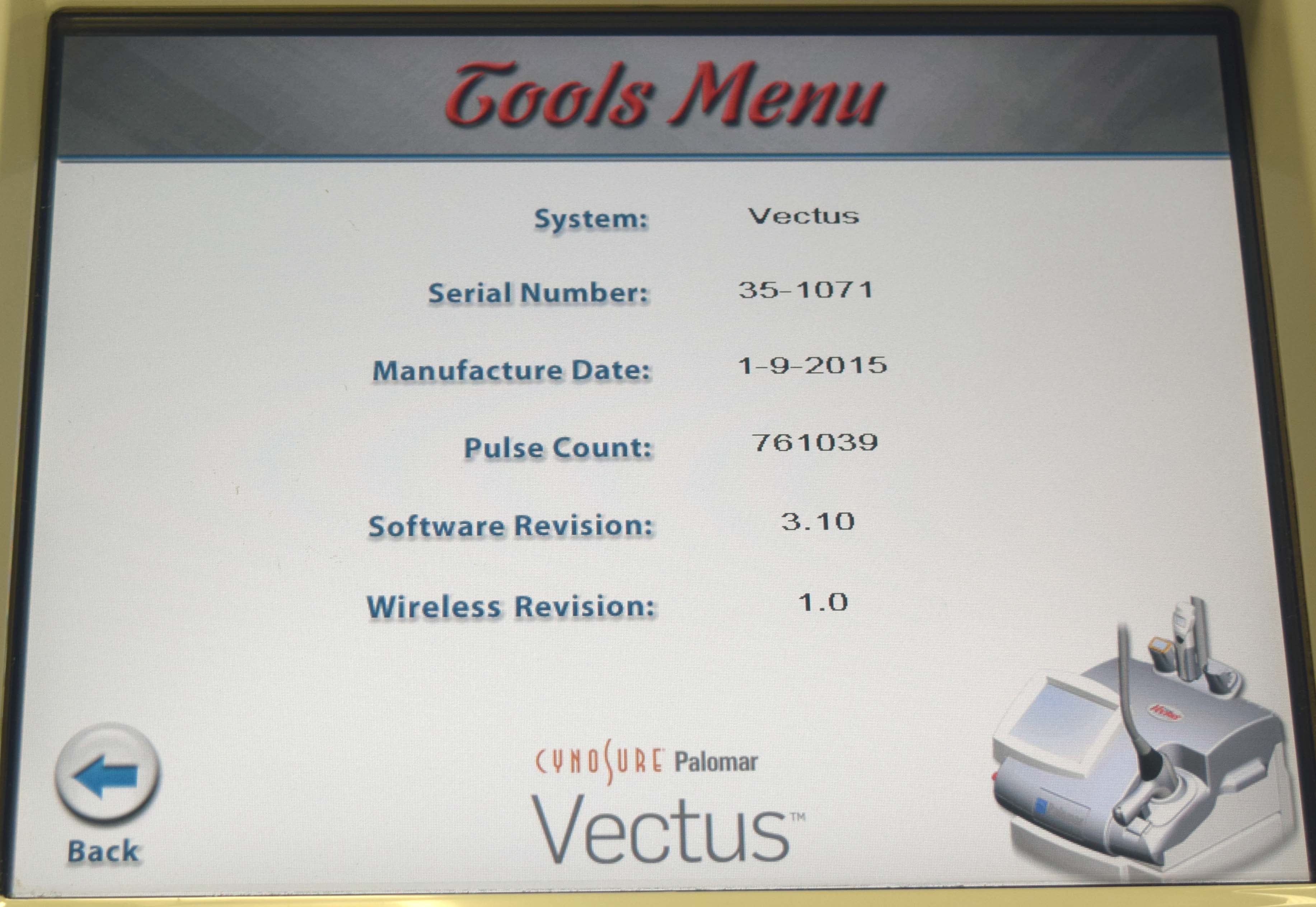 2014 Palomar Vectus Hair Removal - Diode Laser System w/2 Attachments - HR