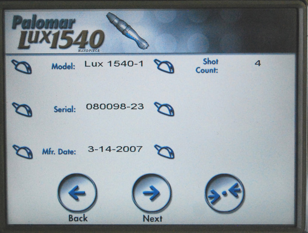Palomar Lux1540 Fractional Erbium Laser HandPiece w 15mm Tip Hand Piece Lux 1540