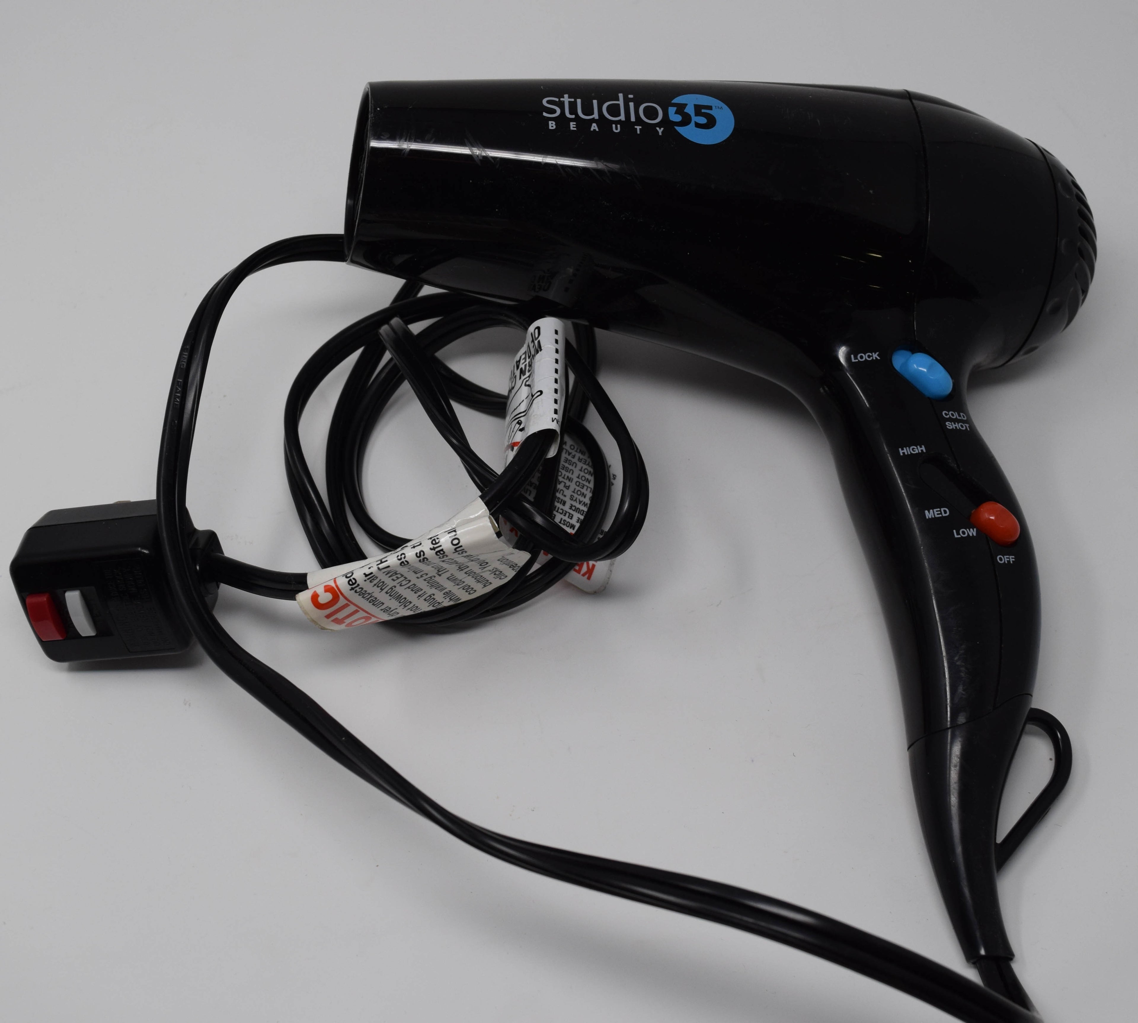 Studio 35 Hair Blow Dryer Black 1875 Watt Model SWDR5970 3 Heat Speed