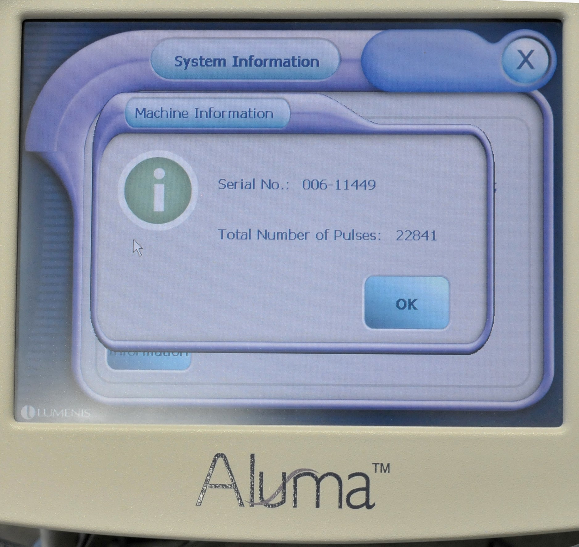 2007 Lumenis Aluma Alluma RF Energy Wrinkle Reduction Skin Tightening