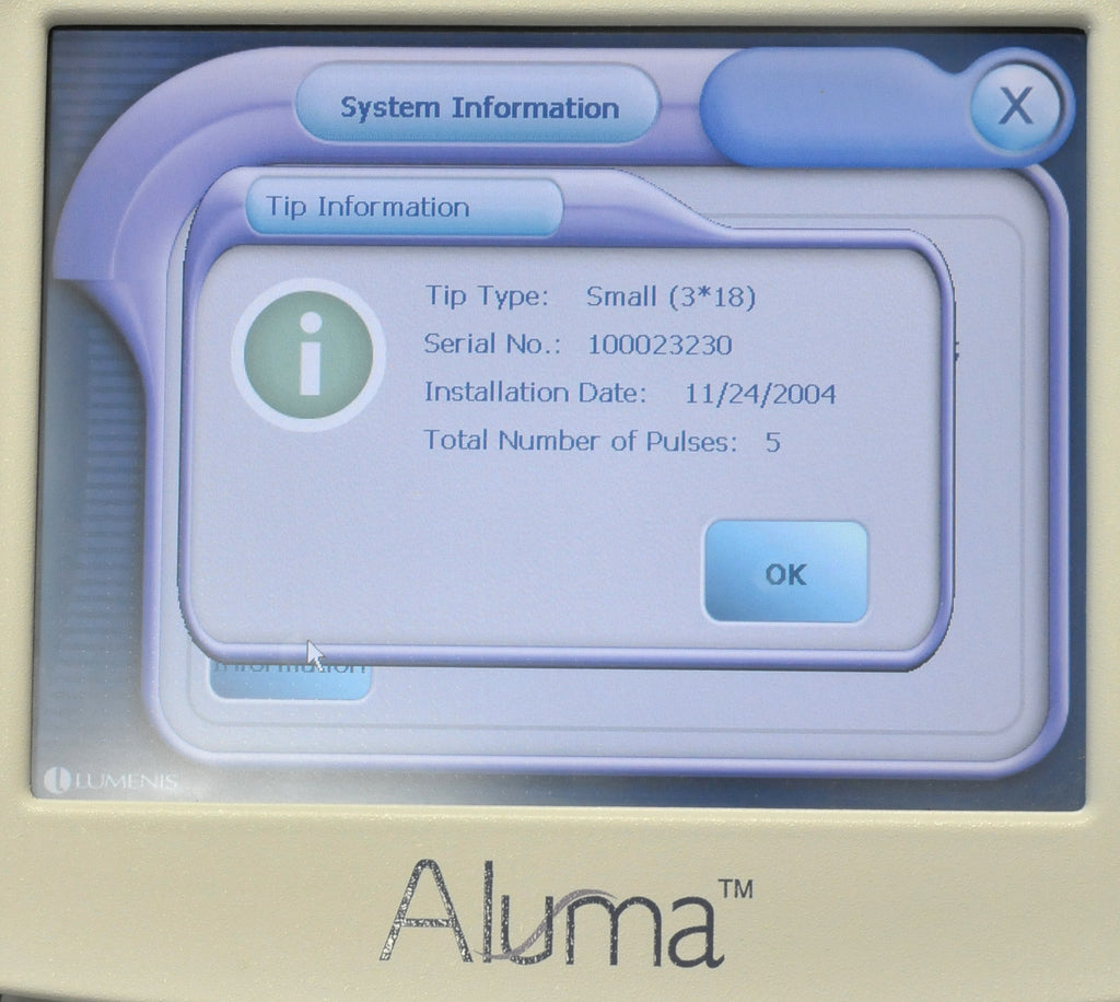 2007 Lumenis Aluma Alluma RF Energy Wrinkle Reduction Skin Tightening