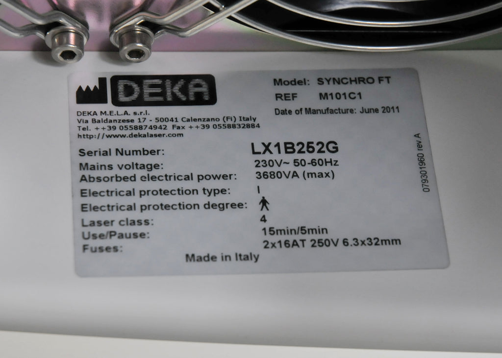 2011 Cynosure Deka Synchro FT Pulsed Laser Hair Removal System PARTS/AS-IS