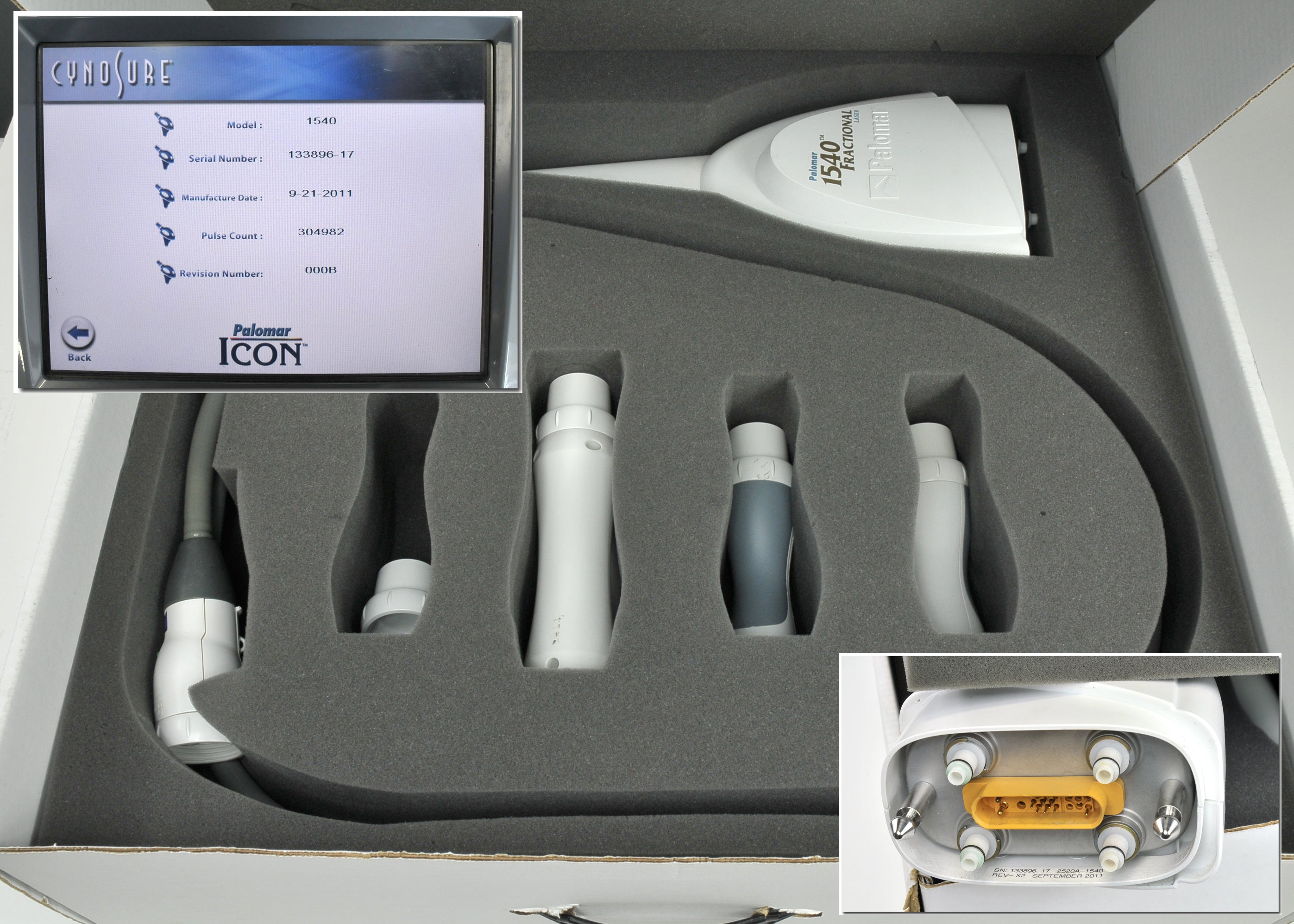 2011 Cynosure Palomar ICON System MaxG MaxR MaxYs 1540 Fractional HPs Max G R Ys