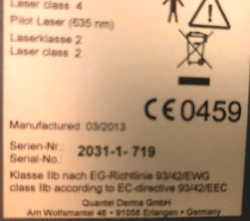 2013 Alma Sinon Quantel Derma Ruby Q-Switched Tattoo Removal Laser 694 nm