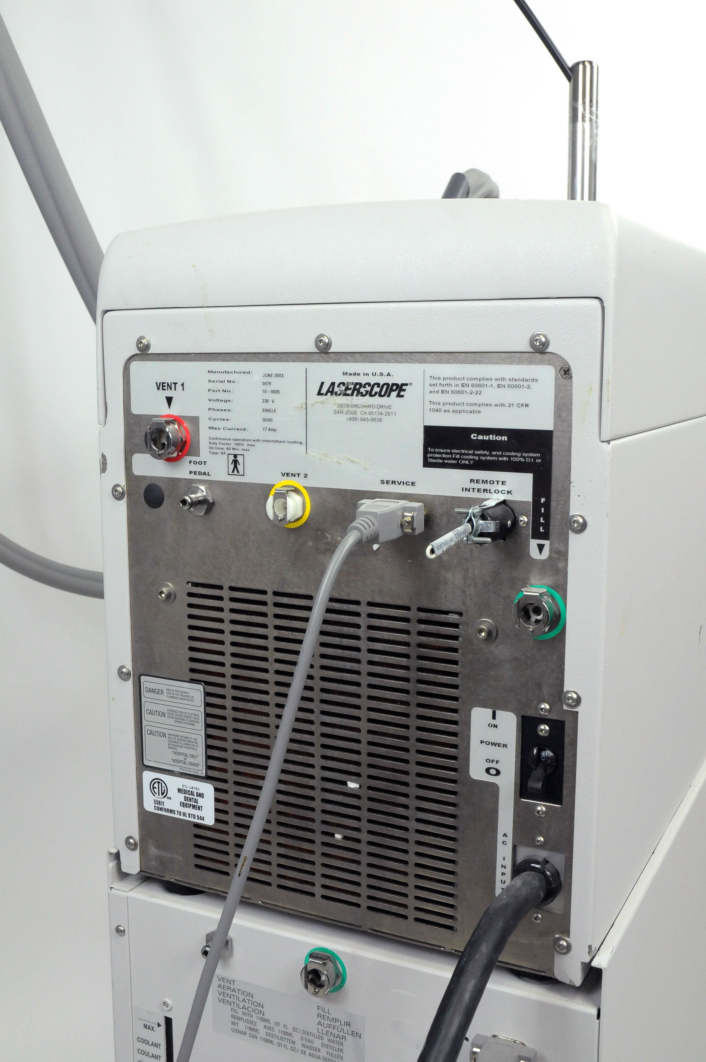 2003 Laserscope Lyra Vascular Hair Removal i Yag Laser Skin Rejuv 1064nm Veins