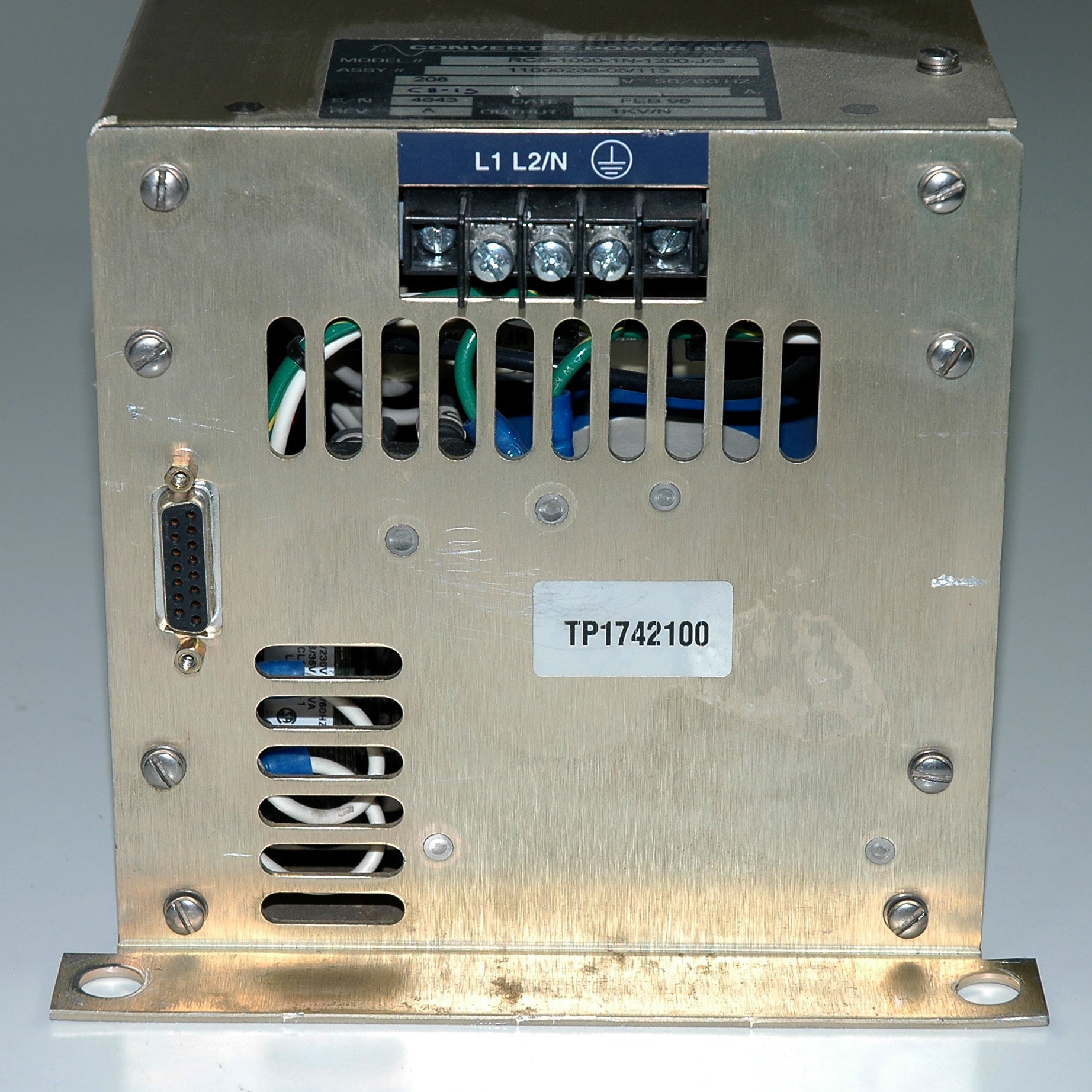 CONVERTER POWER 1000 Volt RCS-1000-1N-1200-J/S Electrical Charging Supply 208VAC