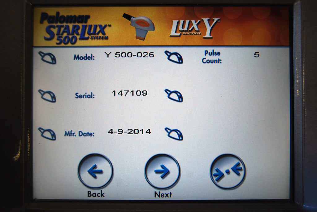 Palomar Lux Y 500 Handpiece 2014 Cynosure StarLux Hand Piece Star