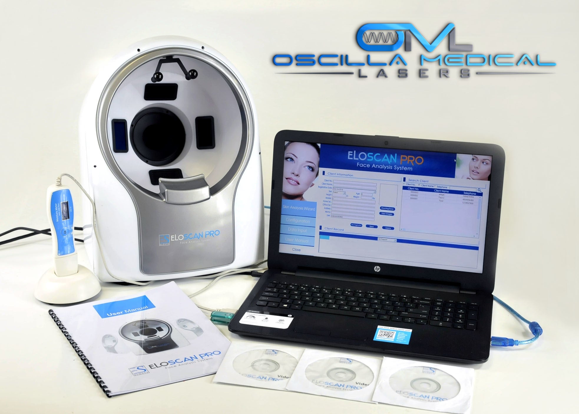 Eloscan Pro Facial Face Analysis System 6 Precise Facial Elements Laptop & Cart