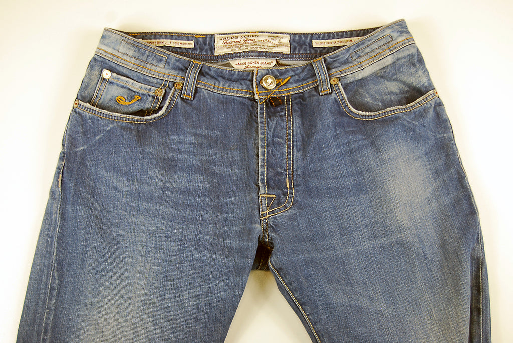 Jacob Cohen Handmade Tailored Denim Jeans Size 35 Italian Hand Made Pants Mens