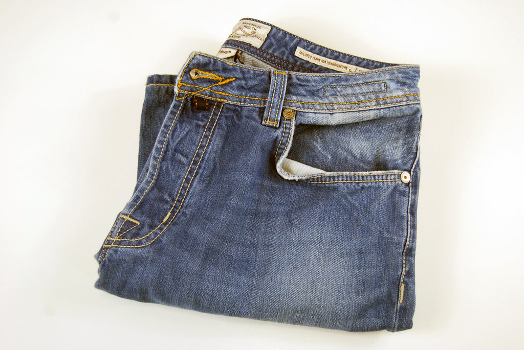Jacob Cohen Handmade Tailored Denim Jeans Size 35 Italian Hand Made Pants Mens