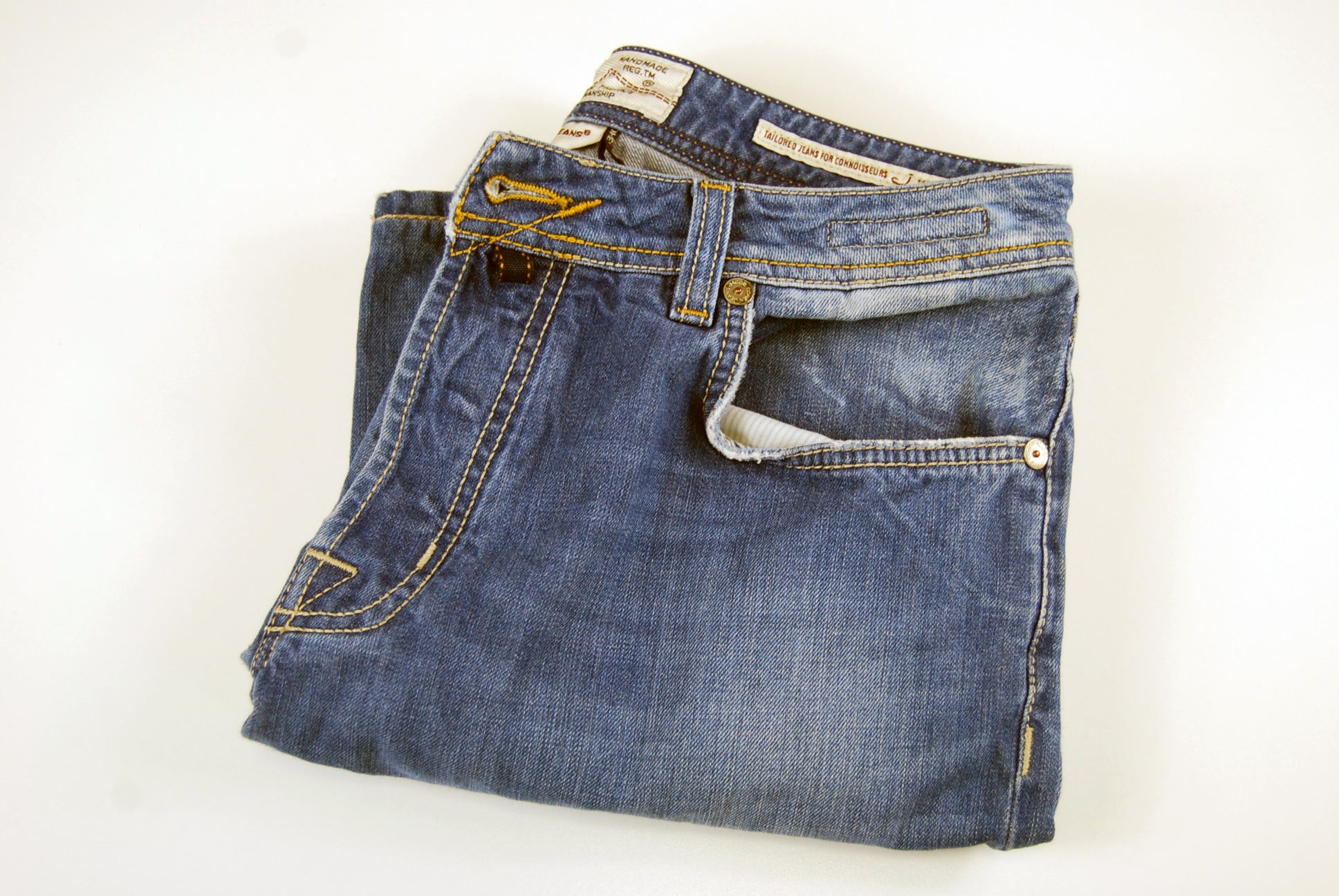Jacob Cohen Handmade Tailored Denim Jeans Size 35 Italian Hand Made Pants Mens