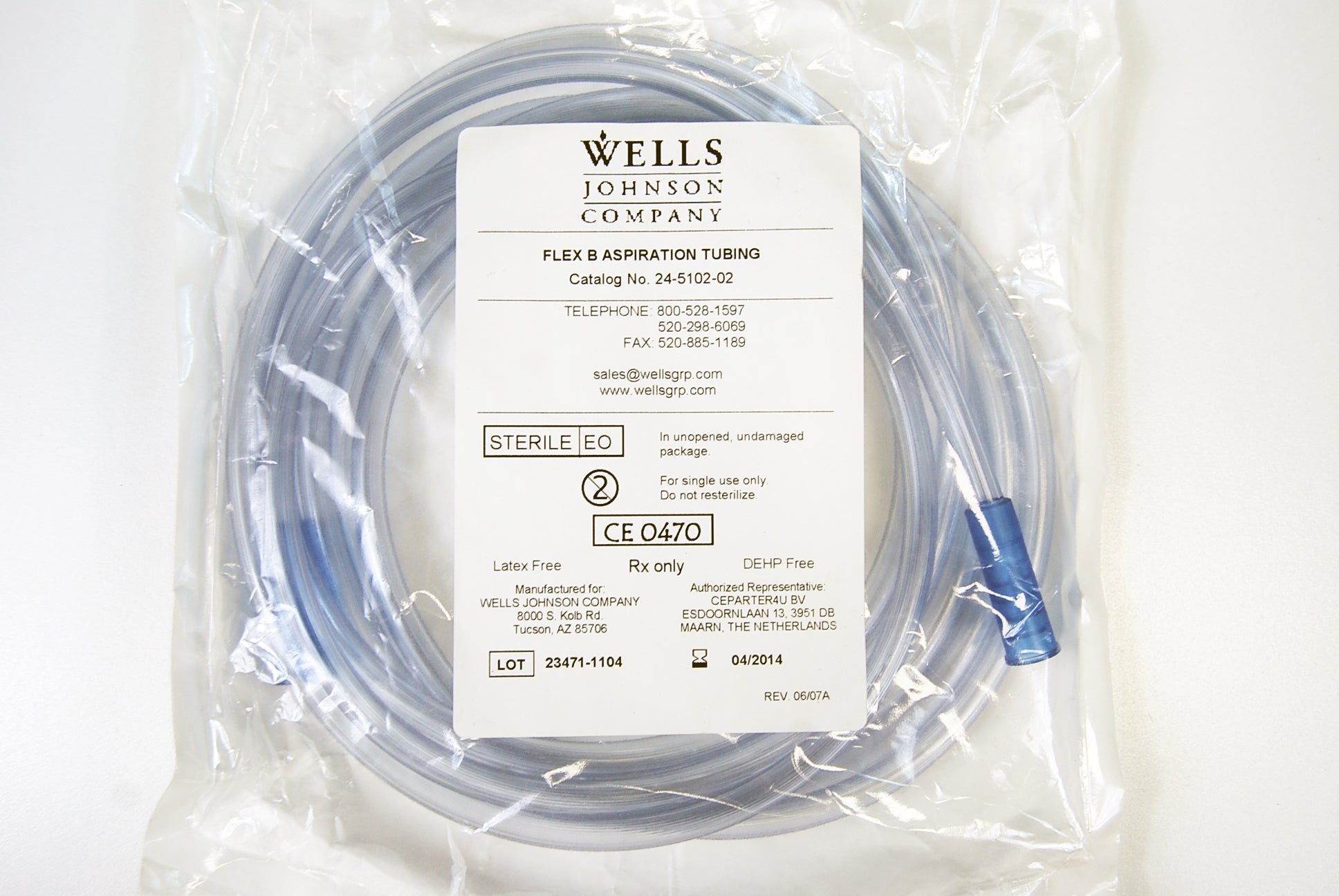 Wells Johnson Company 24-5102-02 Aspiration Tubing Flex B 2014