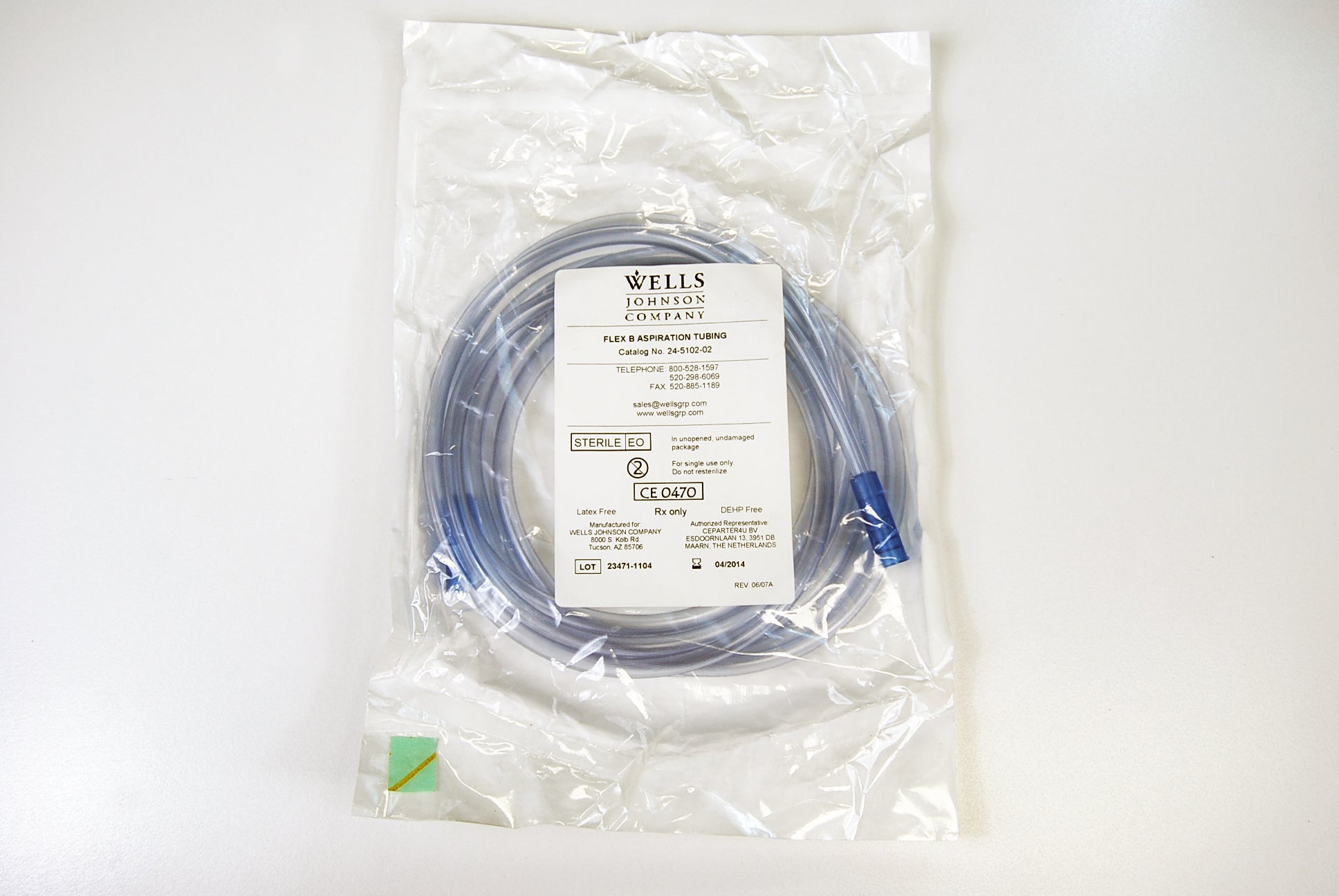 Wells Johnson Company 24-5102-02 Aspiration Tubing Flex B 2014