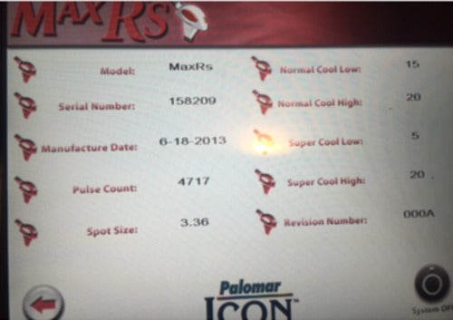 Cynosure ICON Max Aesthetic System 2013 Palomar 5 Hand Pieces G R Rs IR 1540