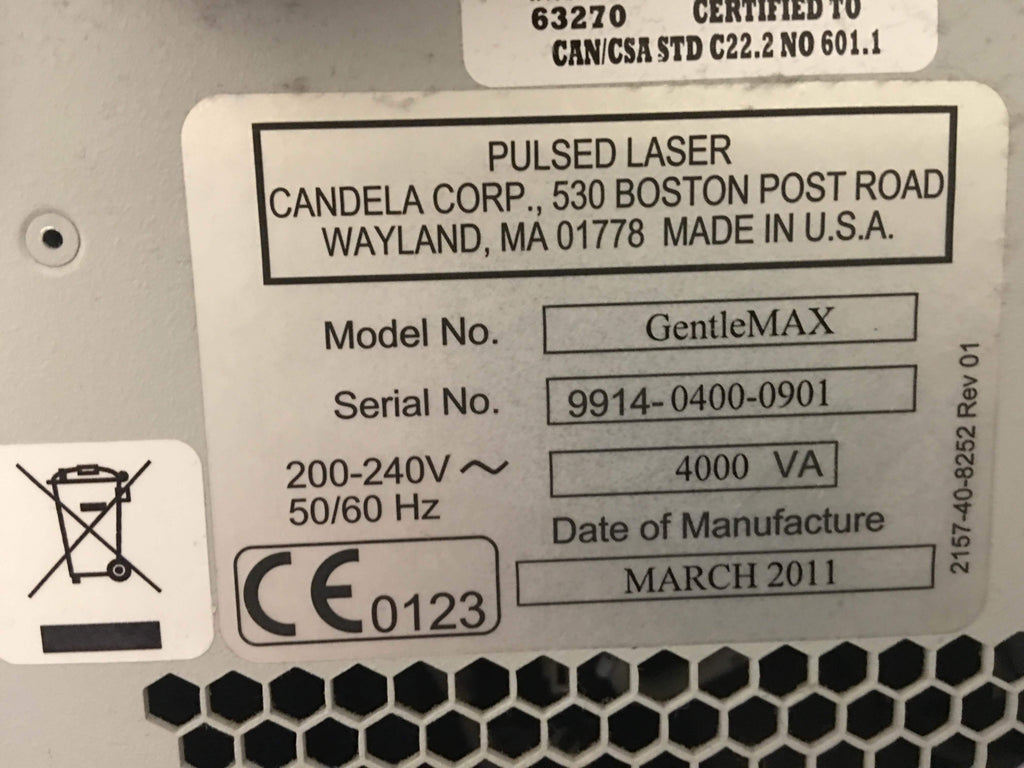 Candela GentleMAX Syneron Alexandrite Laser Yag Gentle Max Alex 2011