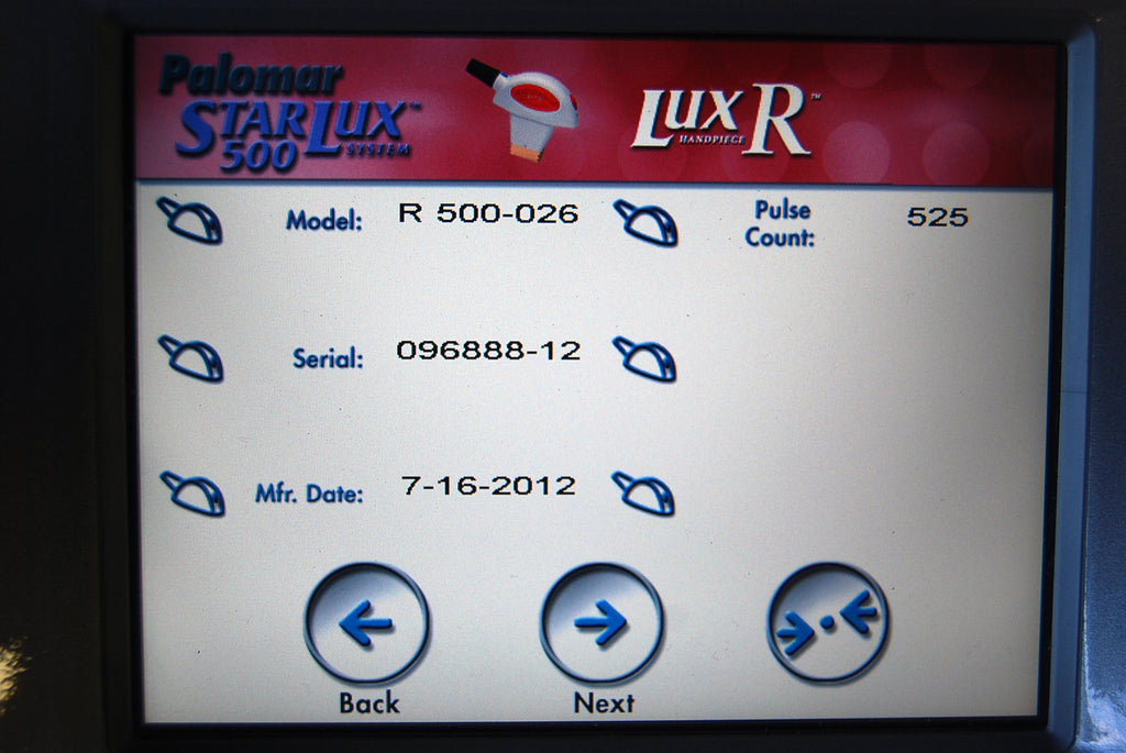 2012 Palomar StarLux 500 Lux R Handpiece LuxR Hand Piece Cynosure