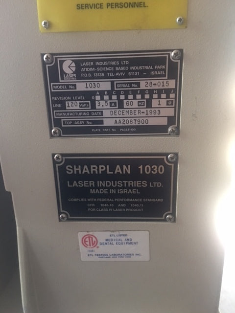 Laser Industries 1993 Sharplan 1030 30 Watt C02 Laser 28-015 120v 3.5a 60hz