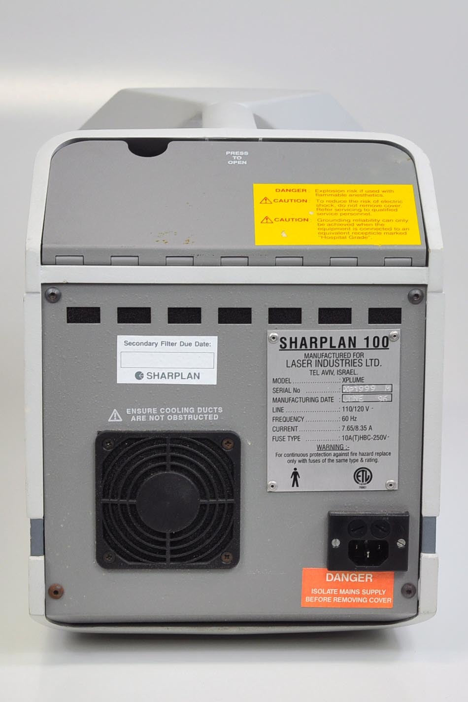 Laser Industries Sharplan 100 XPlume Smoke Evacuator 1996 with New Filter
