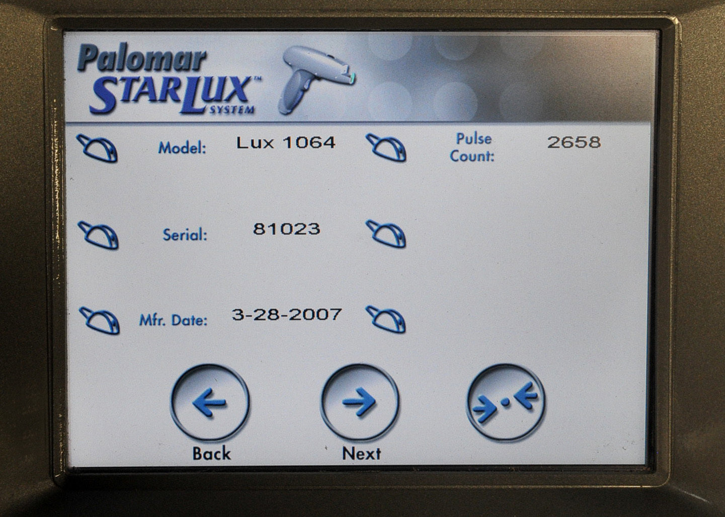 2007 Palomar Lux1064 Laser Nd Yag HandPiece Lux 1064 StarLux 300 500 2658 Shots