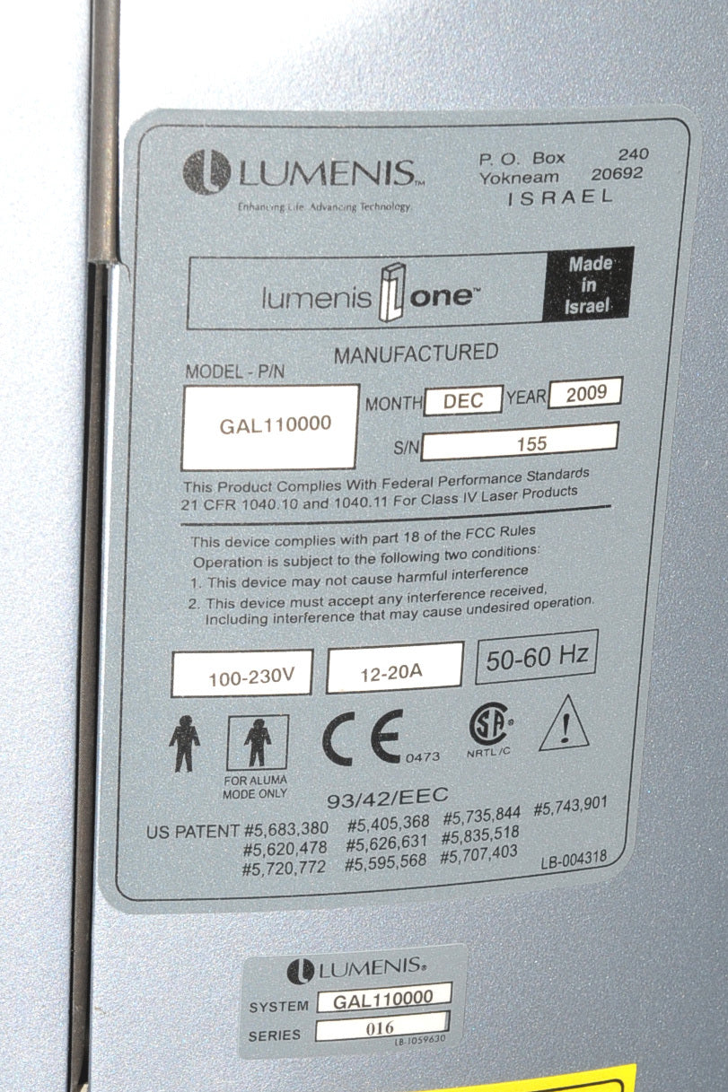 2009 Lumenis Lume1 IPL LumeOne Lume One Only Photo Facial Rejuvination Pigment