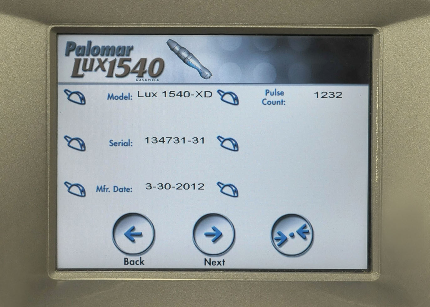 2012 Palomar Lux 1540 XD Fractional Handpiece Hand Piece StarLux 300 500 Lux1540