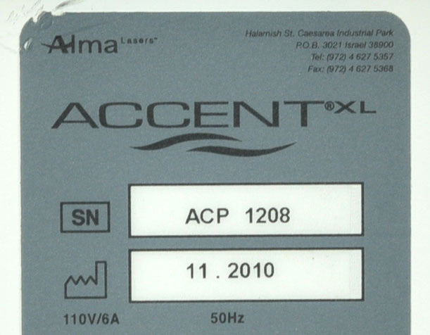 2010 Alma Accent XL Laser System Includes 3 HandPieces: BiPolar UniForm UniLarge